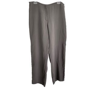 EILEEN FISHER Silk Side Zip Flat Front Straight Leg Pants Size M
